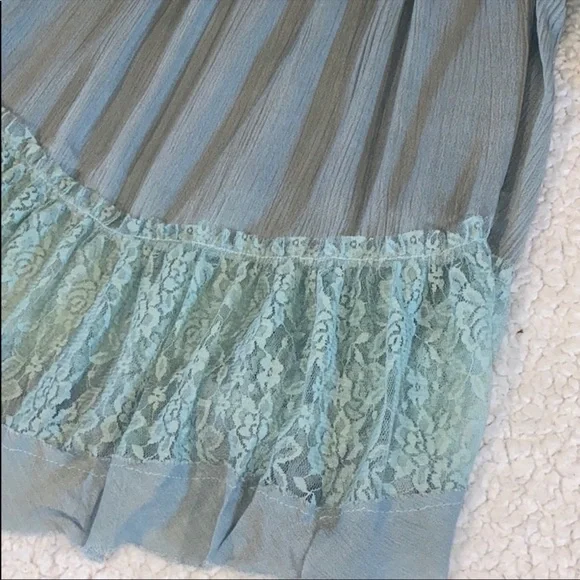 New Washed Blue Ruffled Blouse - Picture 6 of 7